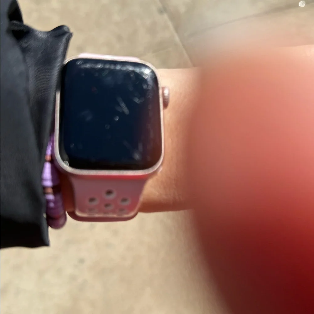 Light Pink Perforated Silicone Smartwatch Band with Silver Case